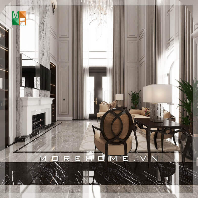 Thiết kế không gian phòng khách đẹp, cao cấp mang phong cách tân cổ điển cho chung cư, nhà phố, biệt thự, căn hộ penthouse. Thiết kế phòng ngủ biệt thự