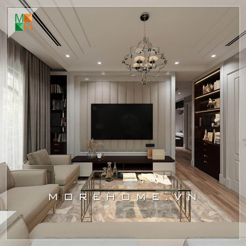 Ngắm nhìn mẫu thiết kế nội thất phòng khách đẹp, sang trọng cho chung cư, nhà phố, biệt thự mang phong cách tân cổ điển. Thiết kế phòng khách tân cổ điển đang là một xu thế đang được săn đón nhất hiện nay. Lối thiết kế phòng khách cổ điển xen lẫn hiện đại này sẽ đem lại nét mới, nét cổ vì thế không bao giờ lỗi mốt với thời gian. Thiết kế phòng ngủ biệt thự