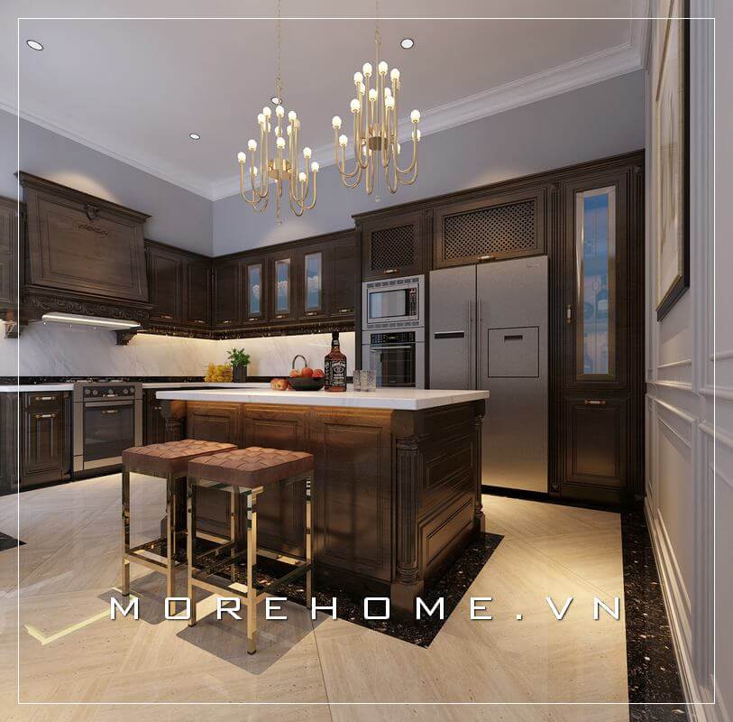 Xu hướng chọn lựa mẫu tủ bếp gỗ, tủ bếp gỗ tự nhiên, tủ bếp tân cổ điển cao cấp