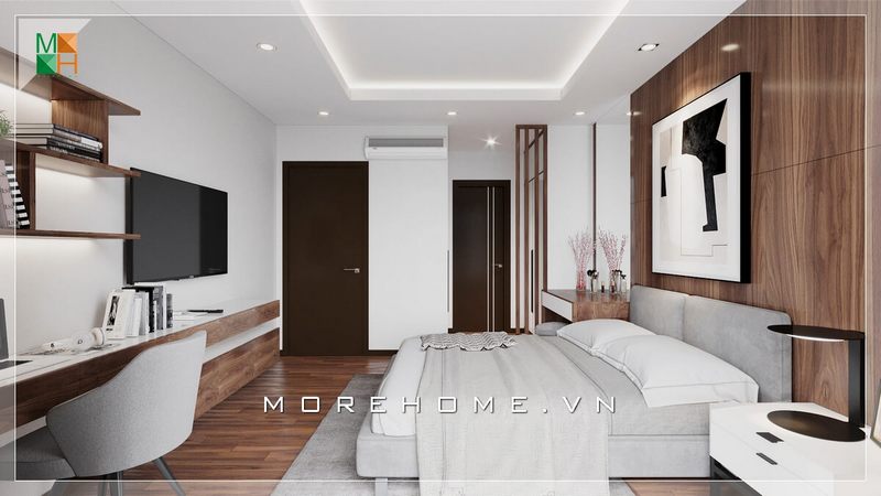 Chiêm ngưỡng mẫu thiết kế không gian phòng ngủ chung cư, nhà phố, biệt thự rất tiện nghi và sang trọng. Cách bày trí nội thất phòng ngủ hiện đại và khoa học.